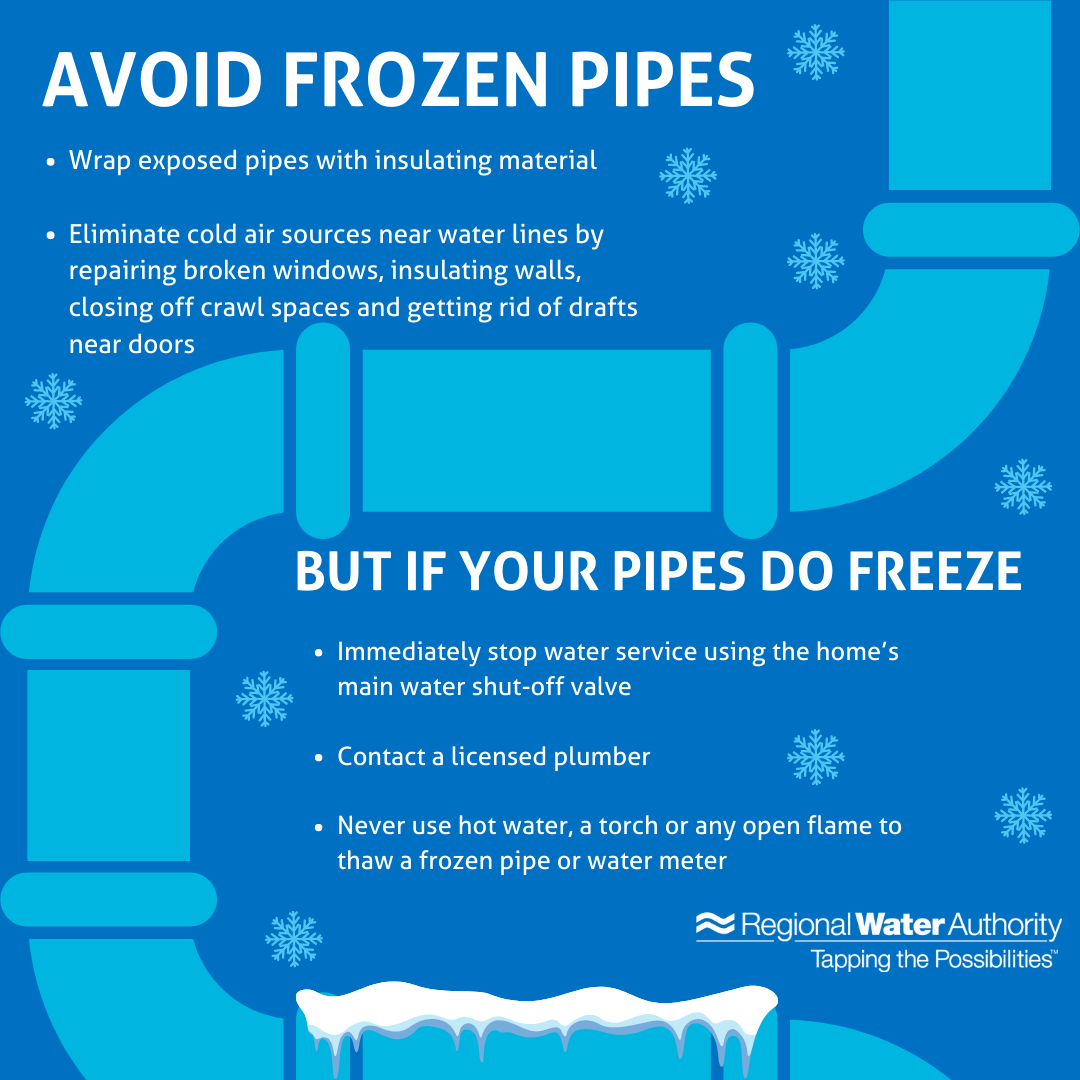 Regional Water Authority Offers Tips To Keep Pipes From Freezing As  Temperatures Plummet